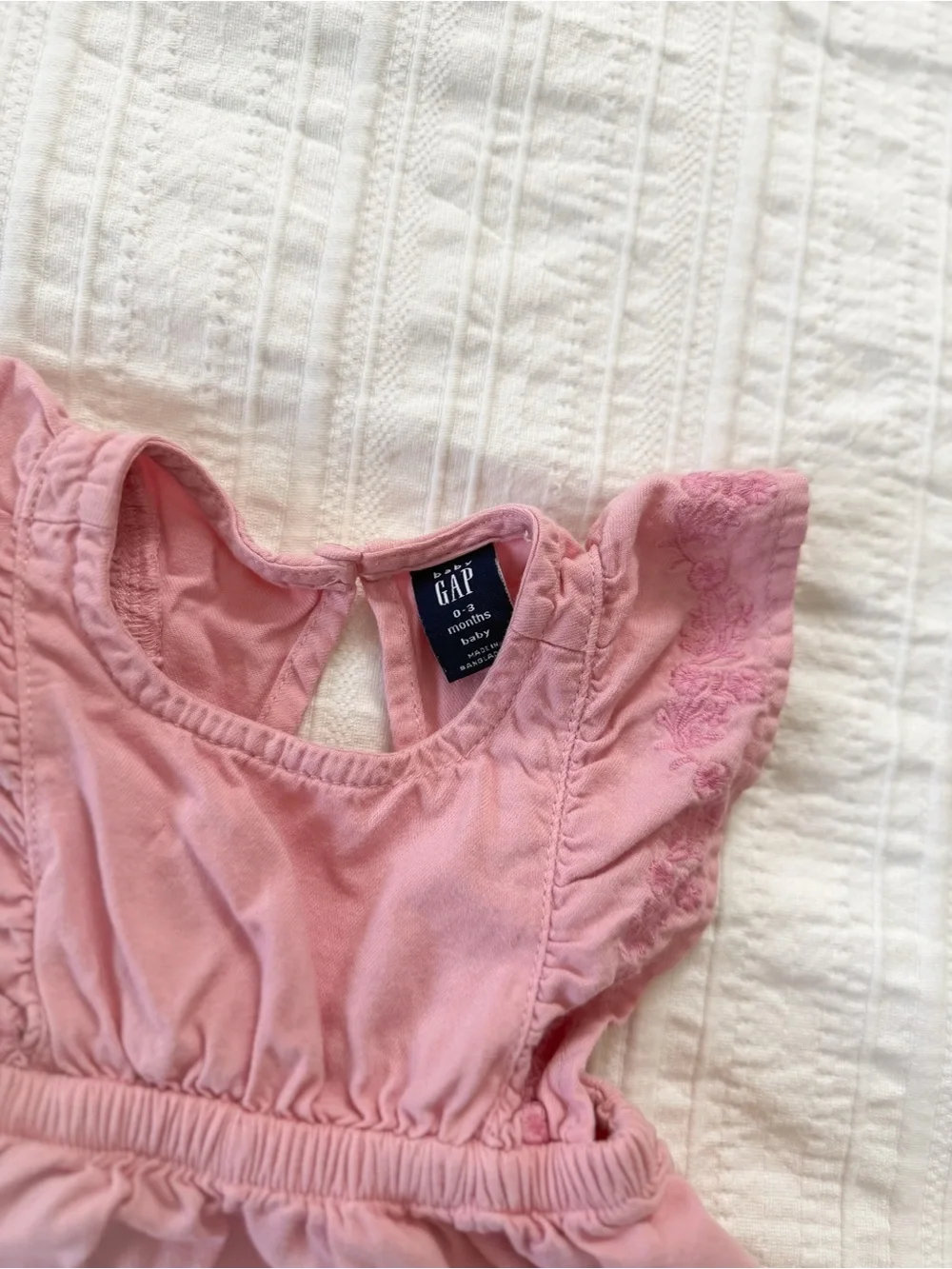 Gap Baby Girl Denim Bubble Shorty Romper One-Piece Classic Pink 0–3M